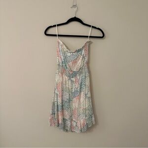 South Moon Under- Strapless Tropical/Summer Mini Dress